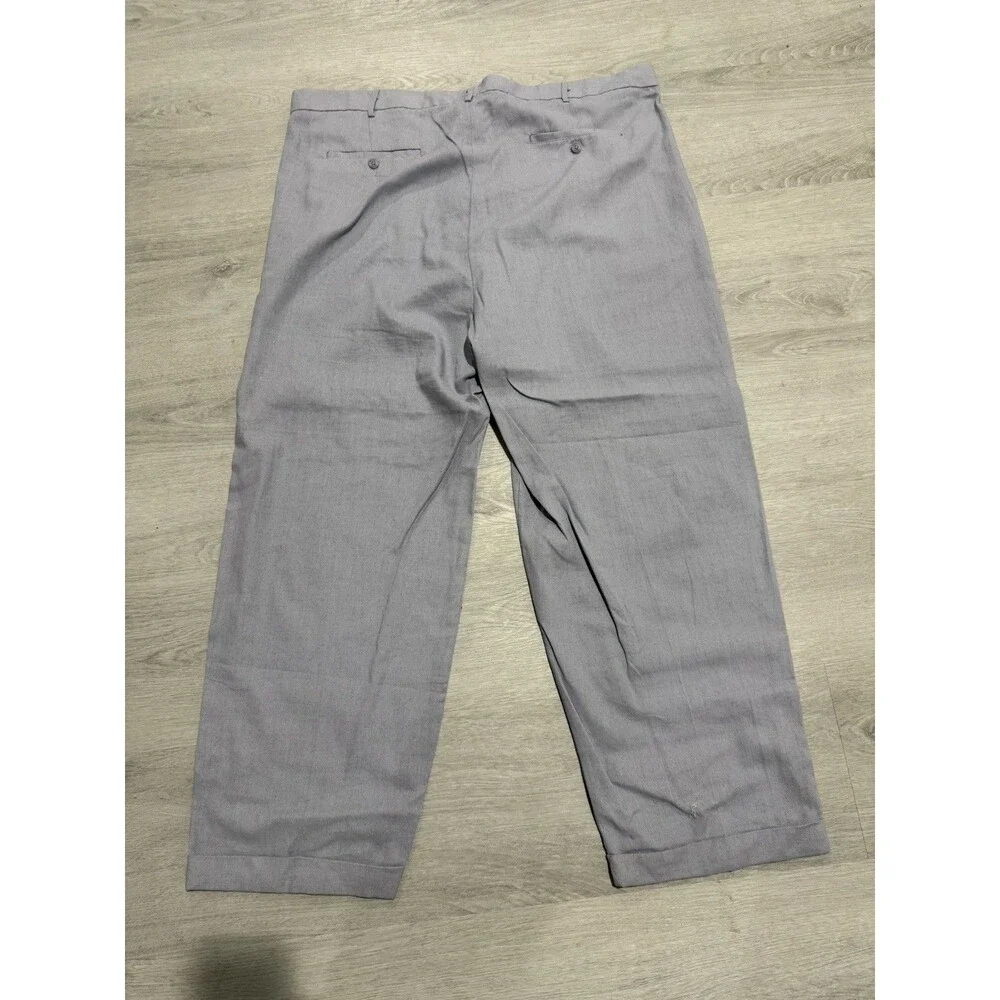 TRUST Linen Blend Pleated Lined Front Cuffed Pants Light Blue Men’s Size 44/30